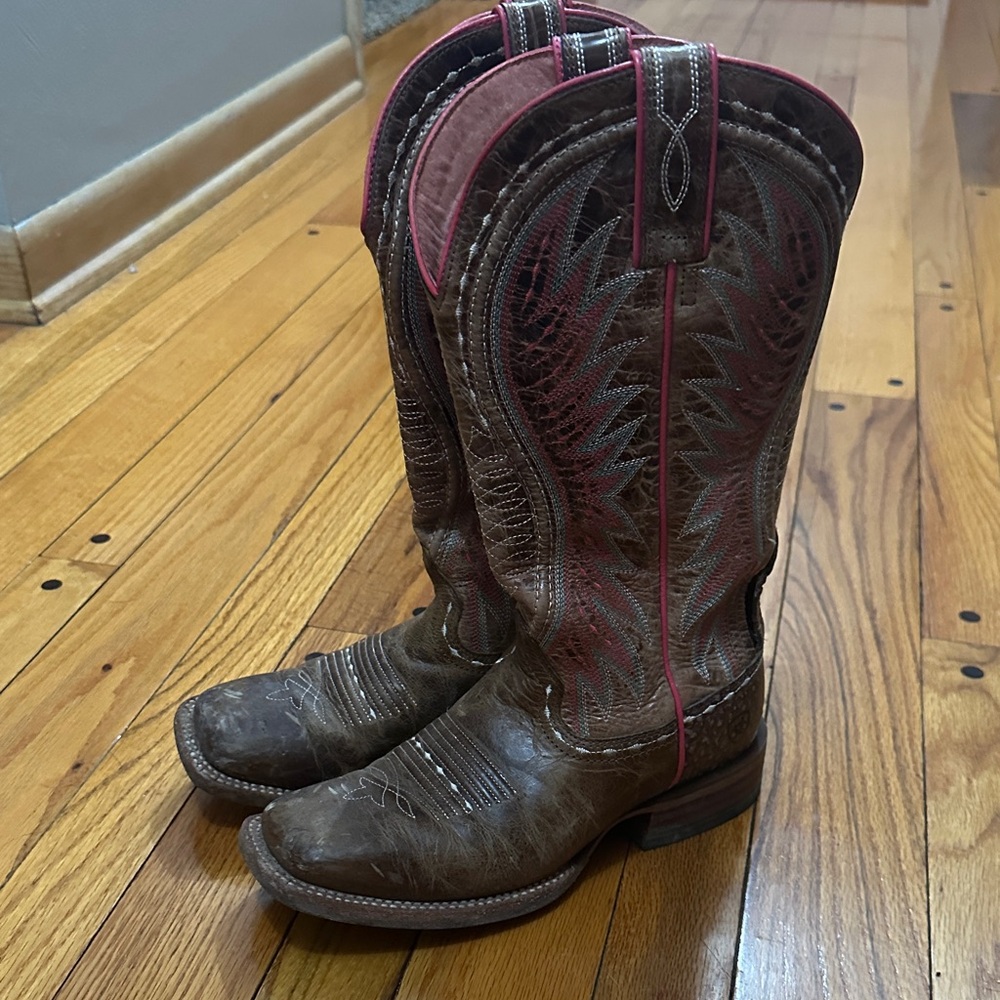 Ariat Brown and Pink Heeled Boots